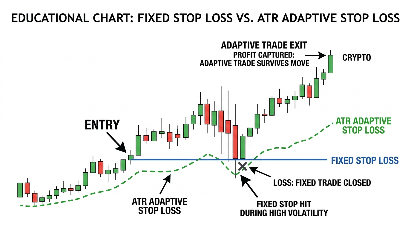 Fixed stop vs ATR adaptive stop comparison
