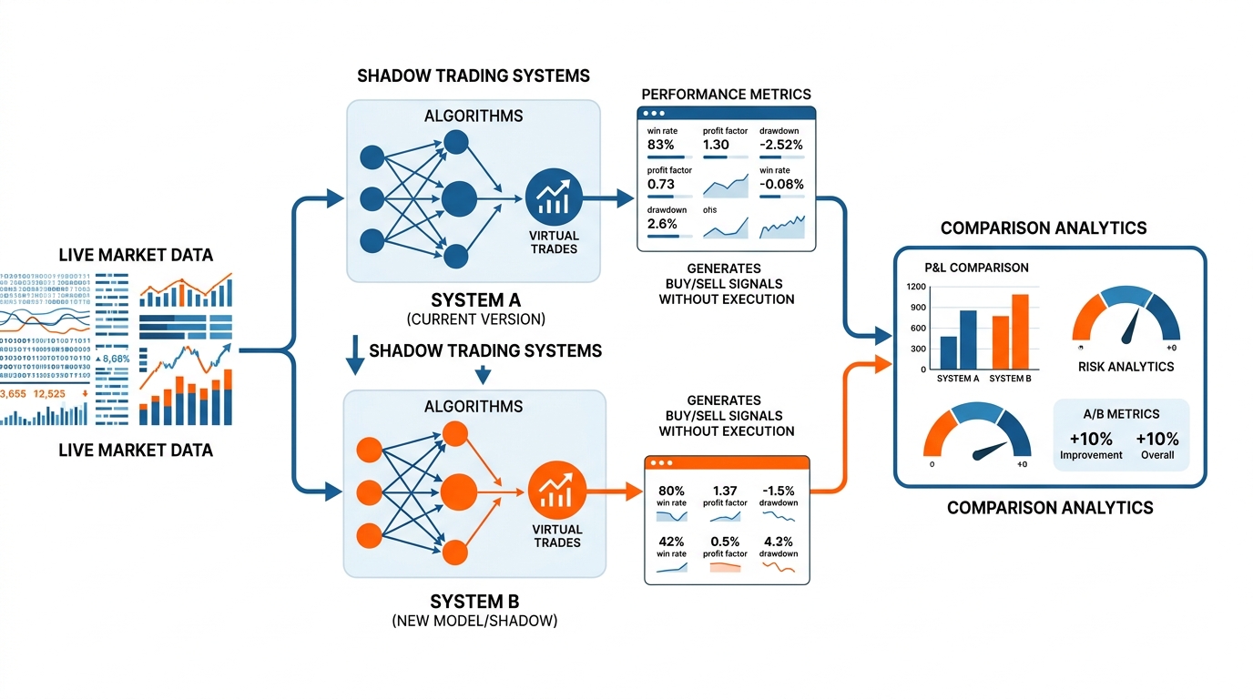 Shadow mode A/B testing architecture